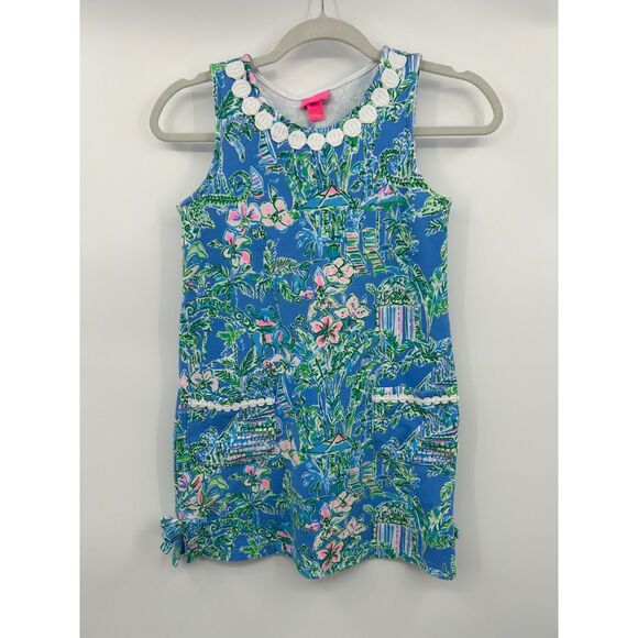 Lilly Pulitzer Girls Little Lilly Knit Shift Dress Boca Blue Beneath Size 8 10 - Picture 1 of 4